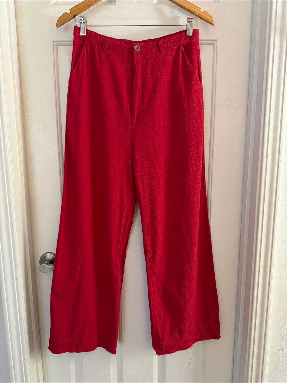 Umgee Red Wide-Leg cotton boho pants small